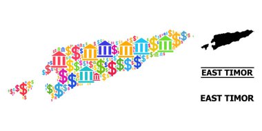 Doğu Maliye ve Ticari Ögeler Timor Vektör Kolajı Haritası