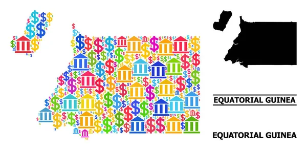 Carte vectorielle de la Guinée équatoriale des finances et des icônes d'affaires — Image vectorielle