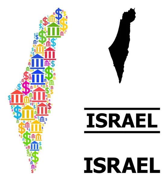 Vektorcollage-Karte Israels aus Bank- und Geldteilen — Stockvektor