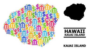 Kauai Mali ve Ticari Malzemeler Adası Vektör Mozaik Haritası