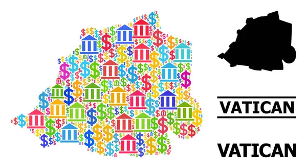 Carte vectorielle en mosaïque du Vatican des particules de la Banque et du Commerce — Image vectorielle