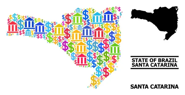 Vektor Collage Karta över Santa Catarina State of Financial and Commerce Partiklar — Stock vektor