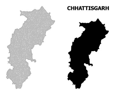 Çokgen Karkas Ağları Yüksek Detay Vektör Haritası Chhattisgarh Durumu Soyutlamaları