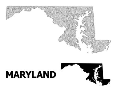 Maryland Eyaleti Soyutlamalarının Çokgen Gövdesi Yüksek Çözünürlüklü Vektör Haritası