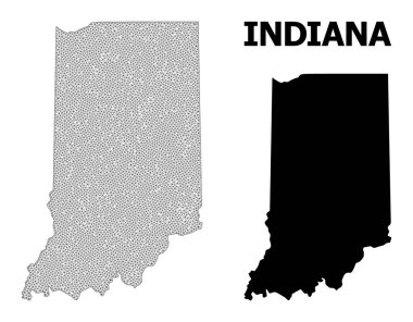 Indiana Eyaleti Soyutlamalarının Çokgen Ağ Yüksek Çözünürlüklü Vektör Haritası