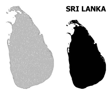 Sri Lanka Soyutlamalarının Çokgen 2B Yüksek Çözünürlüklü Vektör Haritası