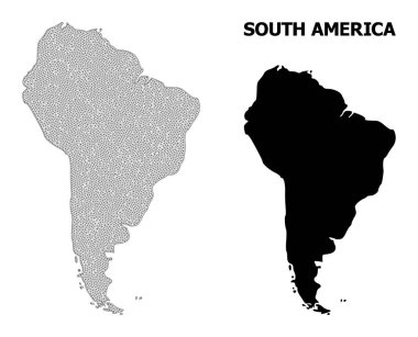 Çokgen 2B Ağlı Yüksek Detay Vektör Güney Amerika Soyutlamaları Haritası
