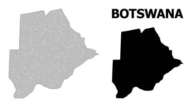 Botswana Soyutlamalarının Çokgen Kablo Çerçevesi Yüksek Detay Vektör Haritası