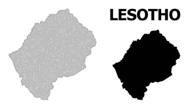 Lesotho Soyutlamalarının Çokgen Kablo Çerçevesi Yüksek Detay Vektör Haritası