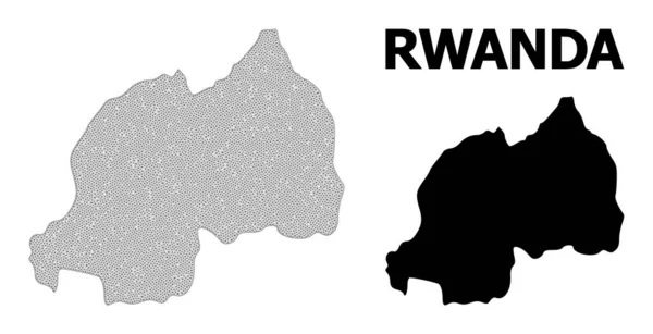 Векторная карта Руанды с многоугольной сетью высокого разрешения 2D — стоковый вектор