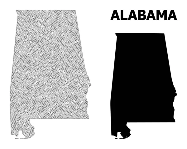 Mapa wektora sieci wielobocznej o wysokiej rozdzielczości streszczeń stanu Alabama — Wektor stockowy