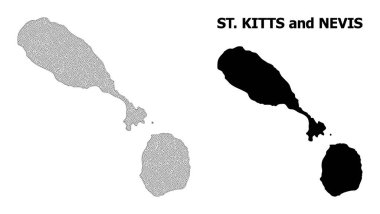 Saint Kitts ve Nevis Soyutlamalarının Çokgen Kablo Çerçevesi Yüksek Detay Vektör Haritası