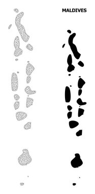 Maldivler Soyutlamalarının Çokgen Ağ Yüksek Detaylı Vektör Haritası