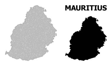 Mauritius Adası Soyutlamalarının Çokgen Ağ Yüksek Detaylı Vektör Haritası