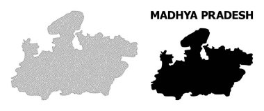 Madhya Pradesh Devlet Soyutlamalarının Çokgen Kablo Çerçevesi Yüksek Çözünürlüklü Vektör Haritası