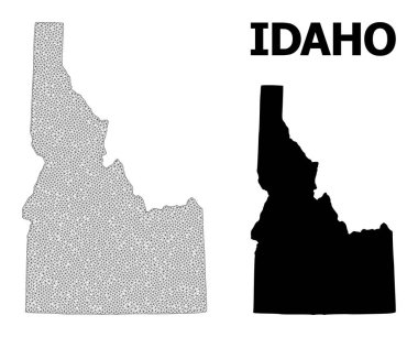 Idaho Eyaleti Soyutlamalarının Çokgen 2B Ağlı Yüksek Detay Vektör Haritası