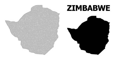 Çokgen Kablo Çerçevesi Yüksek Çözünürlüklü Zimbabve Soyutlamalarının Vektör Haritası