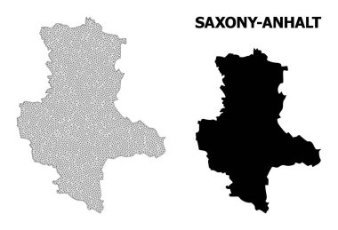 Çokgen Ağ Ağları Yüksek Detaylı Saxony-Anhalt Durum Özeti Vektör Haritası