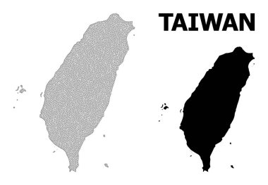 Çokgen 2B Ağlı Yüksek Detay Vektör Tayvan Soyutlamaları Haritası