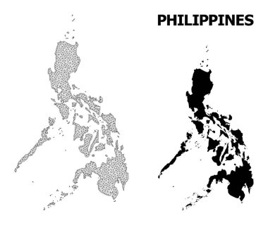 Filipinler Soyutlamalarının Çokgen 2B Ağlı Yüksek Detay Vektör Haritası