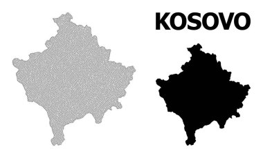 Kosova Soyutlamalarına ilişkin Çokgen Kablo Çerçevesi Yüksek Çözünürlüklü Vektör Haritası