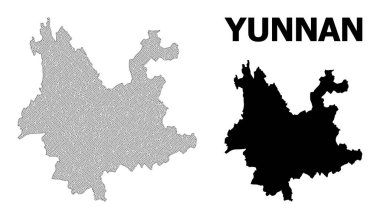 Yunnan Eyaleti Soyutlamalarının Çokgen Kablo Çerçevesi Yüksek Detay Vektör Haritası