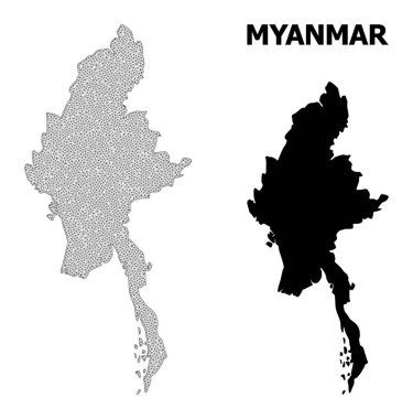 Myanmar Soyutlamalarının Çokgen 2B Yüksek Çözünürlüklü Vektör Haritası