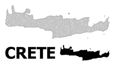 Girit Adası Soyutlamalarının Çokgen Ağ Yüksek Detaylı Vektör Haritası