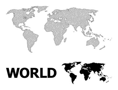 Çokgen 2B Ağlı Yüksek Detay Vektör Dünya Soyutlamaları Haritası