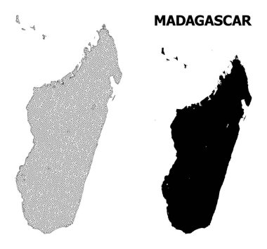 Madagaskar Adası Soyutlamalarının Çokgen Gövdesi Yüksek Çözünürlüklü Vektör Haritası