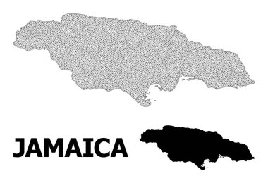 Jamaika Soyutlamalarının Çokgen Kablo Çerçevesi Yüksek Detay Vektör Haritası