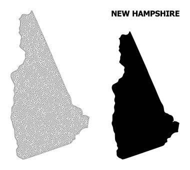 New Hampshire Eyaleti Soyutlamalarının Çokgen Karmaşık Yüksek Çözünürlüklü Vektör Haritası