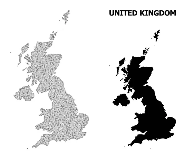 Polygonal Network Mesh High Detail Vector Map of United Kingdom Abstractions — Stock Vector