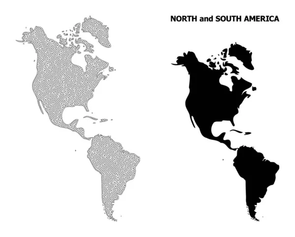 Polygonální síť Mesh High Detail vektorová mapa Jižní a Severní Ameriky Abstrakce — Stockový vektor