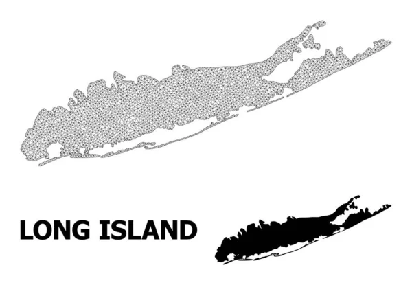 Long Island Soyutlamalarının Çokgen Kablo Çerçevesi Yüksek Çözünürlüklü Vektör Haritası — Stok Vektör
