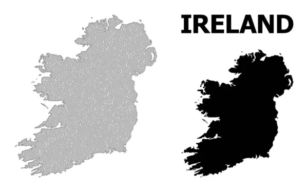 Malha de carcaça poligonal Mapa vetorial de alto detalhe das abstrações da ilha da Irlanda —  Vetores de Stock