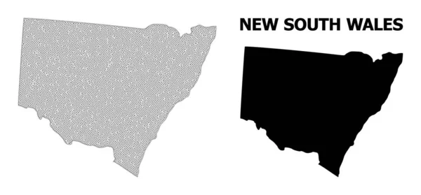폴리곤 와이어 Frame Mesh High Detail Vector Map of New South Wales Abstractions — 스톡 벡터