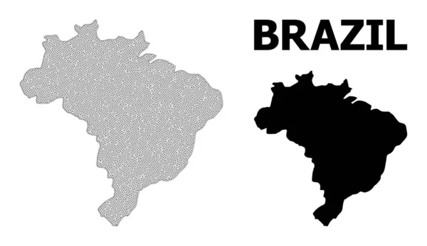 Rete metallica poligonale Mappa vettoriale ad alta risoluzione del Brasile Astrazioni — Vettoriale Stock
