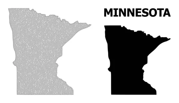 Maglia della carcassa poligonale Mappa vettoriale ad alta risoluzione delle astrazioni dello stato del Minnesota — Vettoriale Stock