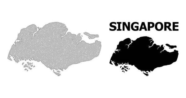Malla de marco de alambre poligonal Mapa vectorial de alta resolución de Singapur Abstracciones — Vector de stock