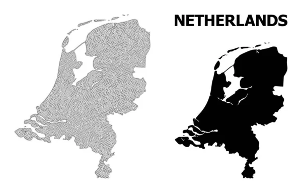Malla de red poligonal Alto detalle Mapa vectorial de Países Bajos Abstracciones — Archivo Imágenes Vectoriales