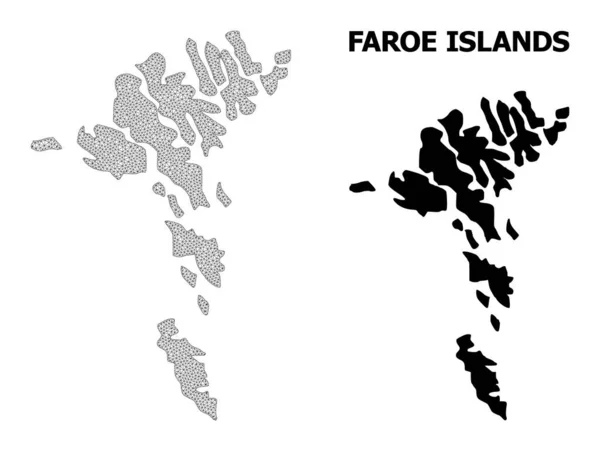 Polygonal tråd ram Mesh högupplöst vektor karta över Färöarna Abstraktioner — Stock vektor