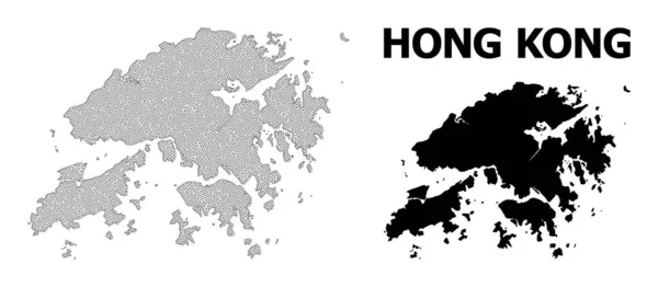 多角形のワイヤーフレームメッシュ高詳細ベクトル香港の地図概要 — ストックベクタ