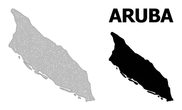 Malla de marco de alambre poligonal Alto detalle Mapa vectorial de las abstracciones de la isla de Aruba — Vector de stock