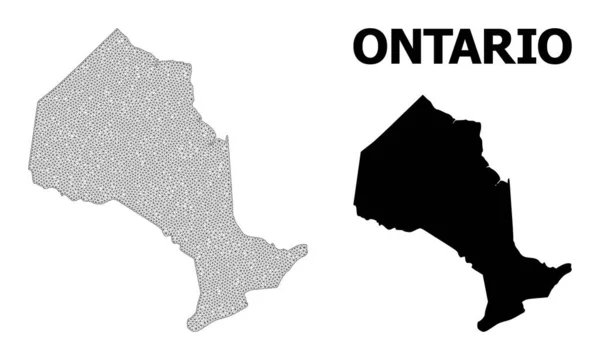 Malla de marco de alambre poligonal Mapa vectorial de alta resolución de las abstracciones de la provincia de Ontario — Archivo Imágenes Vectoriales