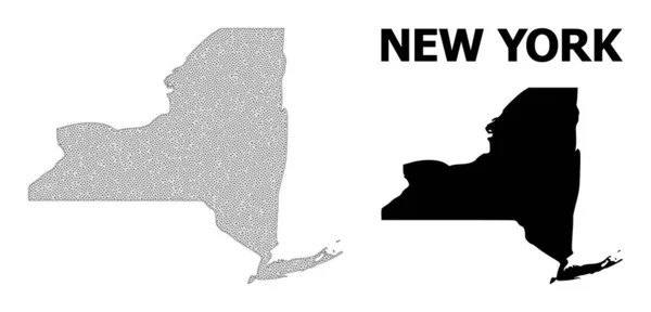New York Eyaleti Soyutlamalarının Çokgen Kablo Çerçevesi Yüksek Detay Vektör Haritası — Stok Vektör