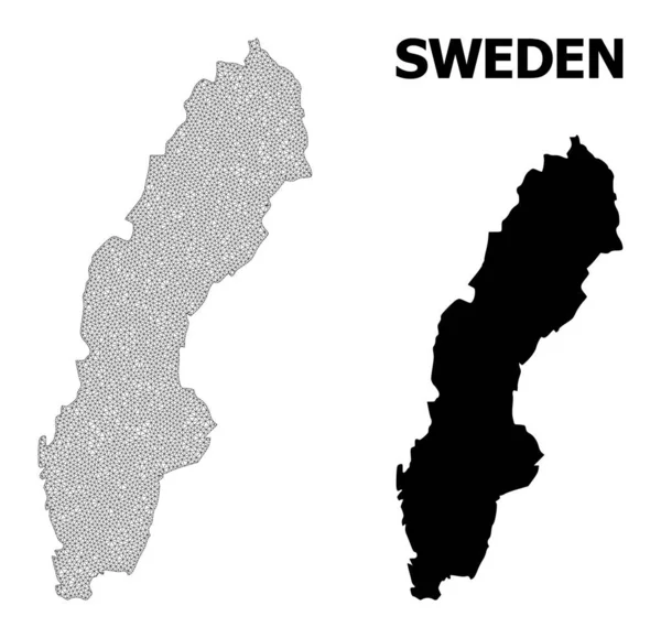 Malha de armação de arame poligonal Mapa vetorial de alto detalhe da Suécia Abstrações —  Vetores de Stock
