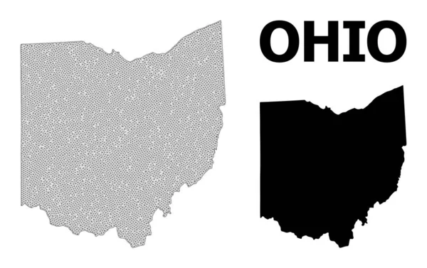 Многоугольная сеть Сетка Высокодетальная векторная карта штата Огайо Абстракции — стоковый вектор