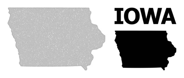 Maglia poligonale 2D Mappa vettoriale di alto dettaglio delle astrazioni dello stato dell'Iowa — Vettoriale Stock