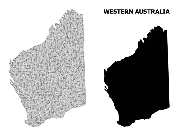 Maglia della carcassa poligonale Mappa vettoriale ad alta risoluzione dell'Australia occidentale Astrazioni — Vettoriale Stock